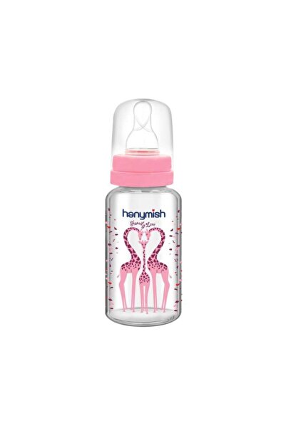 Hanymish стаклено шише за бебиња 125 Ml розово