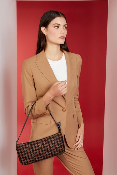 Brown Tweed Women's Shoulder Bag 05Po22Y1564
