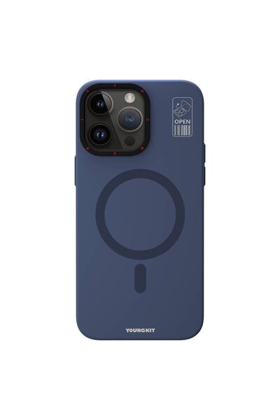 Футрола компатибилна со iPhone 15 Pro Max со Magsafe полнење и држач YoungKit Hermit Bracket сина
