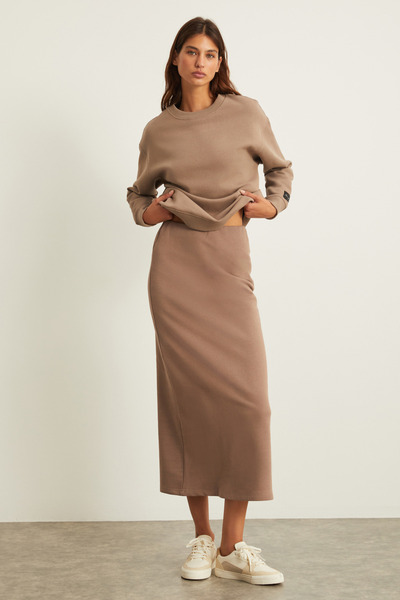 Riya Women's 100% Organic Cotton 3 Yarn Non-Raised Maxi Mink Skirt