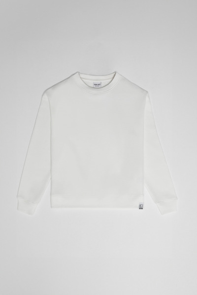 Vi̇li̇ Women's Fleece Inside Oversize Fit Basic Crew Neck Long Sleeve Vanilla Sweatshirt