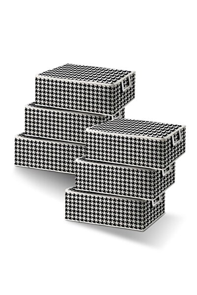 Black Houndstooth Storage Bag 6 Pieces