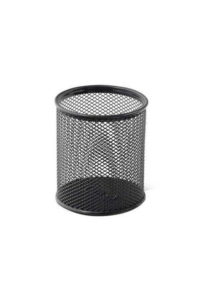 Black Metal Perforated Pen Holder - Cylinder (1 Pc)