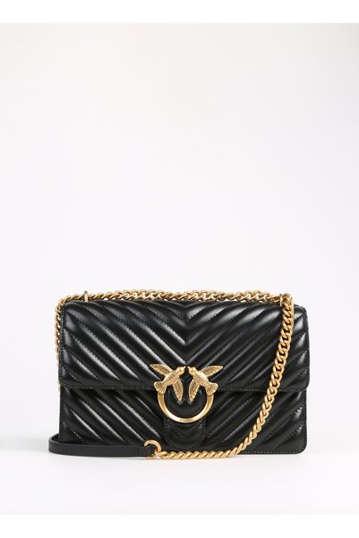 Pinko Leather Black - Gold Women's Shoulder Bag 100941-A0Gk
