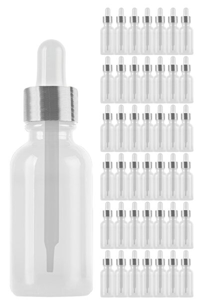 20 ml проѕирно стаклено шише со капалка за серум 20 cc, непропустливо, со сребрен метален капак, 42 парчиња