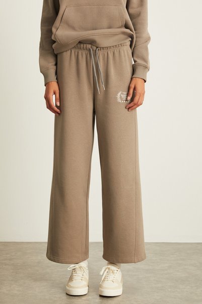 Tomi̇ Women's Embroidery Detailed 3 Thread Raised Relaxed Fit Mink Sweatpants