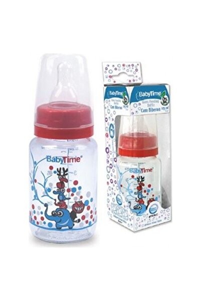 Baby Time стаклено шише за бебиња со силиконски цуцла во форма на цреша - 150ml