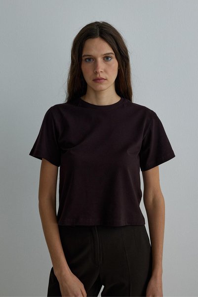 Bitter Brown Cotton Basic T-Shirt