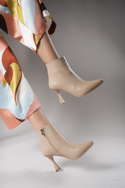 Ticlath Women's Heeled Boots 00128503 Nude Leather