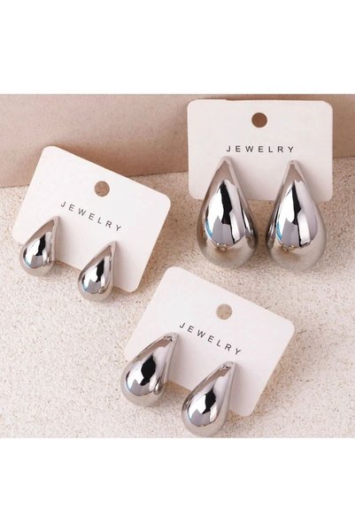 Silver Earring Set - 6 Pieces, Three Size Bottega