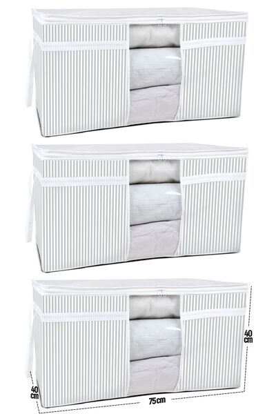 3 парчиња - торба за складирање перници и јоргани со прозорец 75 X 40 X 40 cm