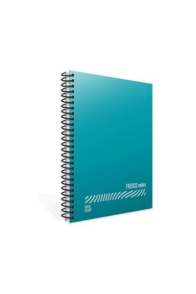 Fresco A5 96 Sheets Plastic Cover Spiral Notebook (4945) Checkered Turquoise