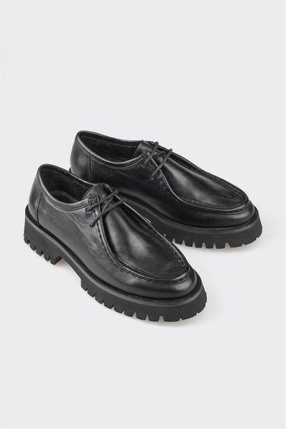Black Leather Women's Casual Shoes