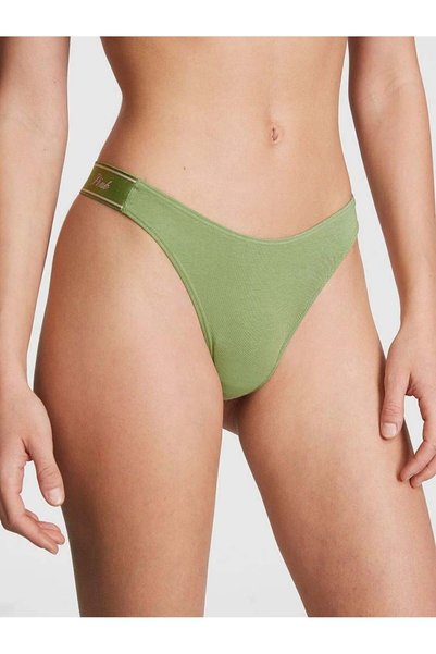 Cotton Scoop Thong with Logo