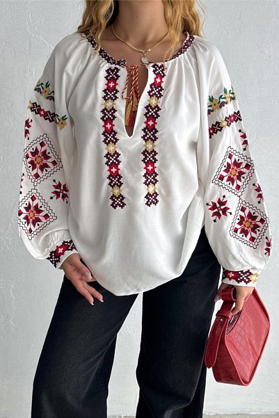 White Embroidered Blouse