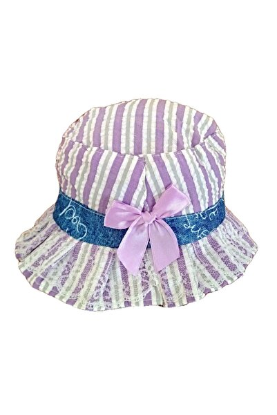 Лилјакова чипкаста пругаста летна бебешка капа тип bucket
