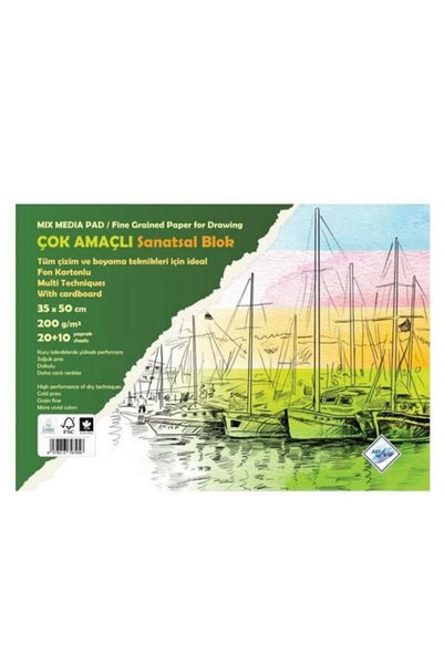 35X50 20 10 Pages 200 Gr Multi Technical Fund Cardboard Picture Notebook Sd-405