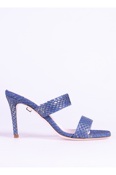 Leather Navy Women's Heeled Shoes MAYA