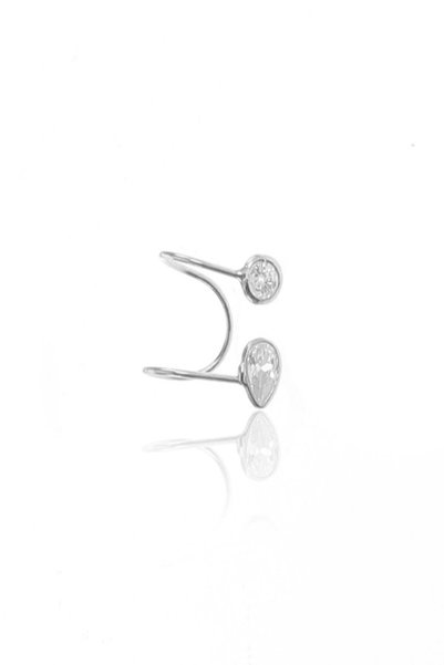 Silver Rhodium Zircon Stone Drop Cartilage Earrings Sgtl11758Rodaj