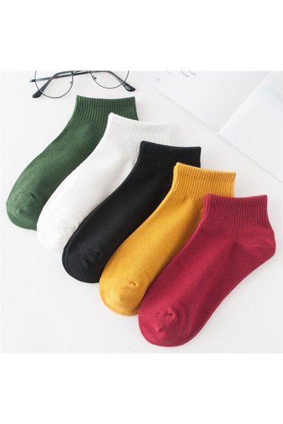 Pack of 5 Women's Colorful Short Booties Socks