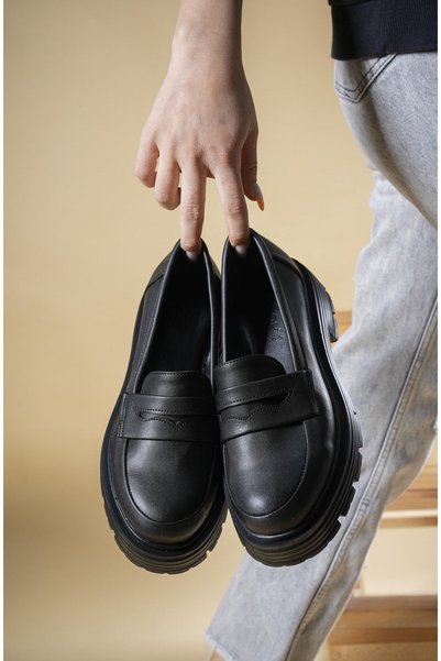 Women's Daily Loafer Shoes0012920 Black Skin