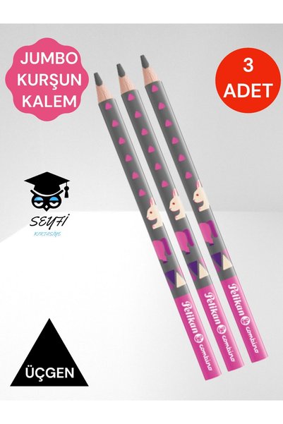 Pelikan Jumbo Triangle Pencil 3 Pieces Combino Animal Patterned Starter Pencil B Degree