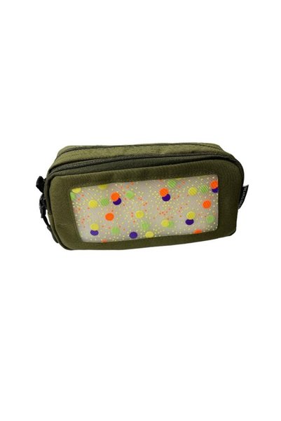 BEAR&DEER PATTERNED PENCIL CASE WITH WINDOW AND DOUBLE COMPARTMENT