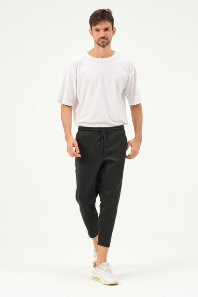 Men's Straight Leg Waist Detail Sweatpants 855 Black
