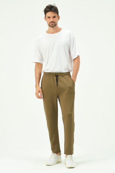 Men's Straight Leg Sweatpants with Side Pockets 852 Khaki