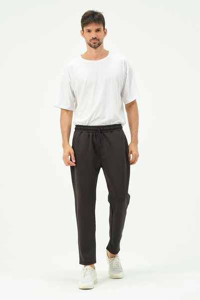 Men's Straight Leg Sweatpants with Side Pockets 852 Black