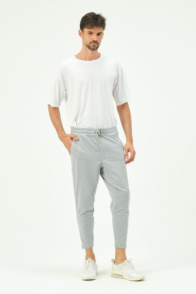 Men's Zippered Leg Back Pocket Sweatpants 782 Gray