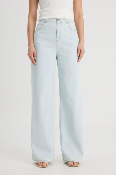 Loose Fit High Waist Wide Leg 100% Cotton Jean Jeans
