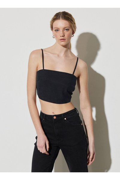 Square Collar Black Women's Blouse W231623001