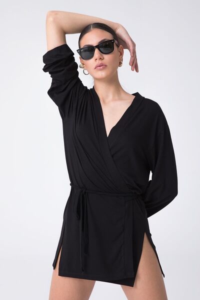 Ultra Soft Zoe Kimono Black