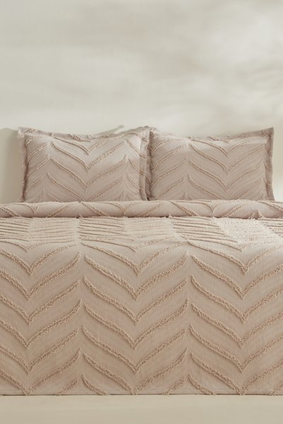 Arlina Geo Double Bedspread Set Stone