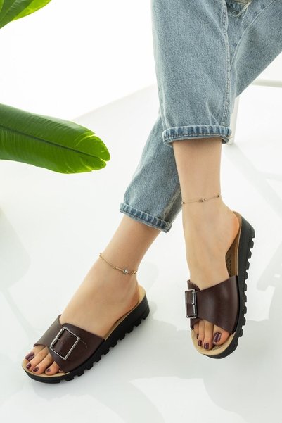 Women's Wedge Heel Burgundy Daily Slipper Comfortable Lightweight Stylish Young Mother Slipper