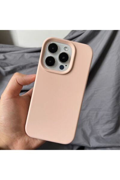 iPhone 14 Pro Max Case Velvet Launch Soft Soft Silicone Camera Protection Cover Sand Pink