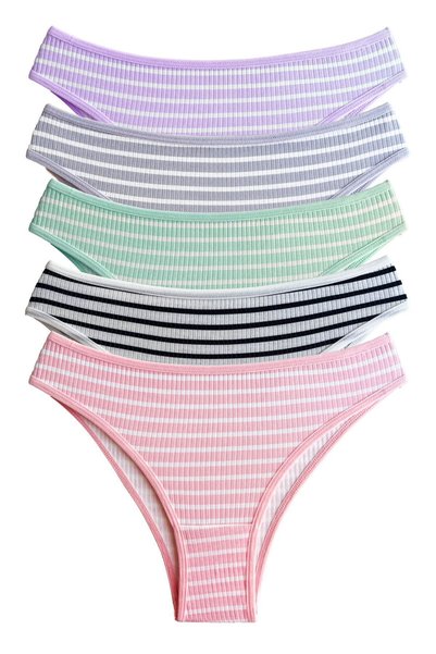 Striped Patterned Camisole Women's Brazilian Panties 5-Pack
