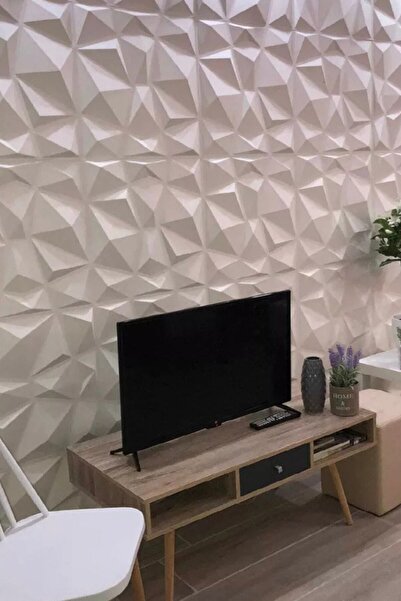 3D релјефен самолеплив PVC панел за тапети дијамантски модел бела боја 1 парче 50x50cm
