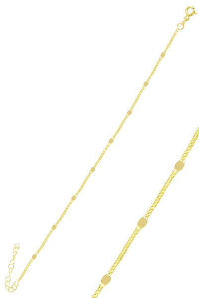 Silver Gold Gilded Sequin Gourmet Chain Anklet