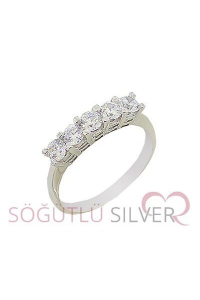 925 Sterling Silver Rhodium Plated Five Stone Ring Sgtl2985
