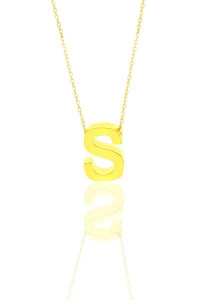 Silver Gold Gilded Three-Dimensional Minimal S Letter Necklace Sgtl11180-S