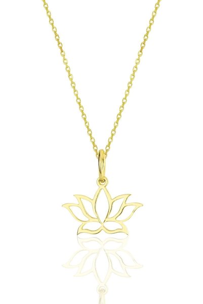 Silver Gold Gilded Lotus Flower Necklace, Symbol of Eternal Life Sgtl11869Gold