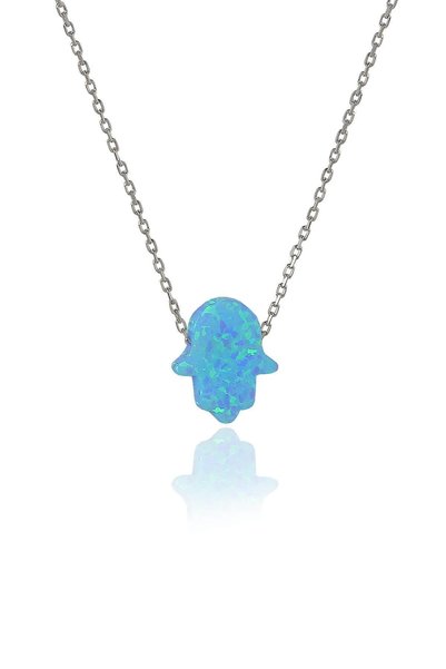 Women's Opal Stone Fatma Mother Hand Necklace Sgtl4165