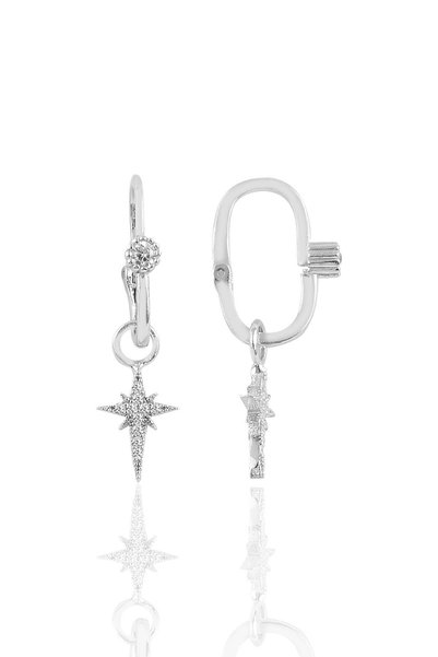 Silver Rhodium Zircon Stone Polar Star Migrant Earrings Sgtl8951Rodaj