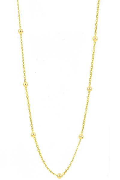 Сребрено-златен позлатен синџир со топчиња 60 cm Sgtl11133gold