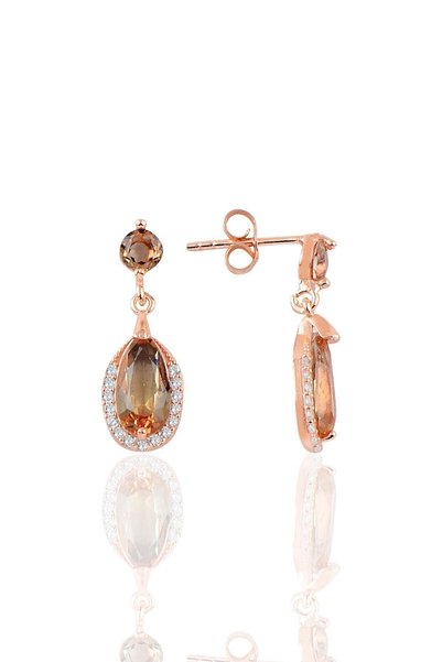 Silver Rose Zultanite (Color Change) Drop Stone Earrings Sgtl10197Ztn