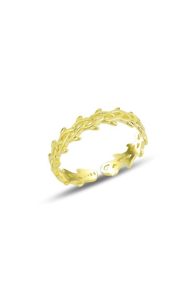 Silver Gold Gilded Adjustable Mesh Ring Sgtl11680Gold