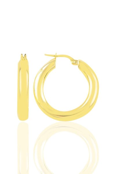 Silver Gold Gilded 5 mm Thick 29 mm Large Thick Silver Hoop Earrings Sgtl10937Gold