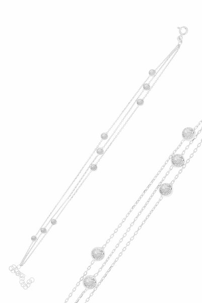 Silver Rhodium Zirconia Bracelet with Rhodium Zircon Row Stone Sgtl10519rodaj